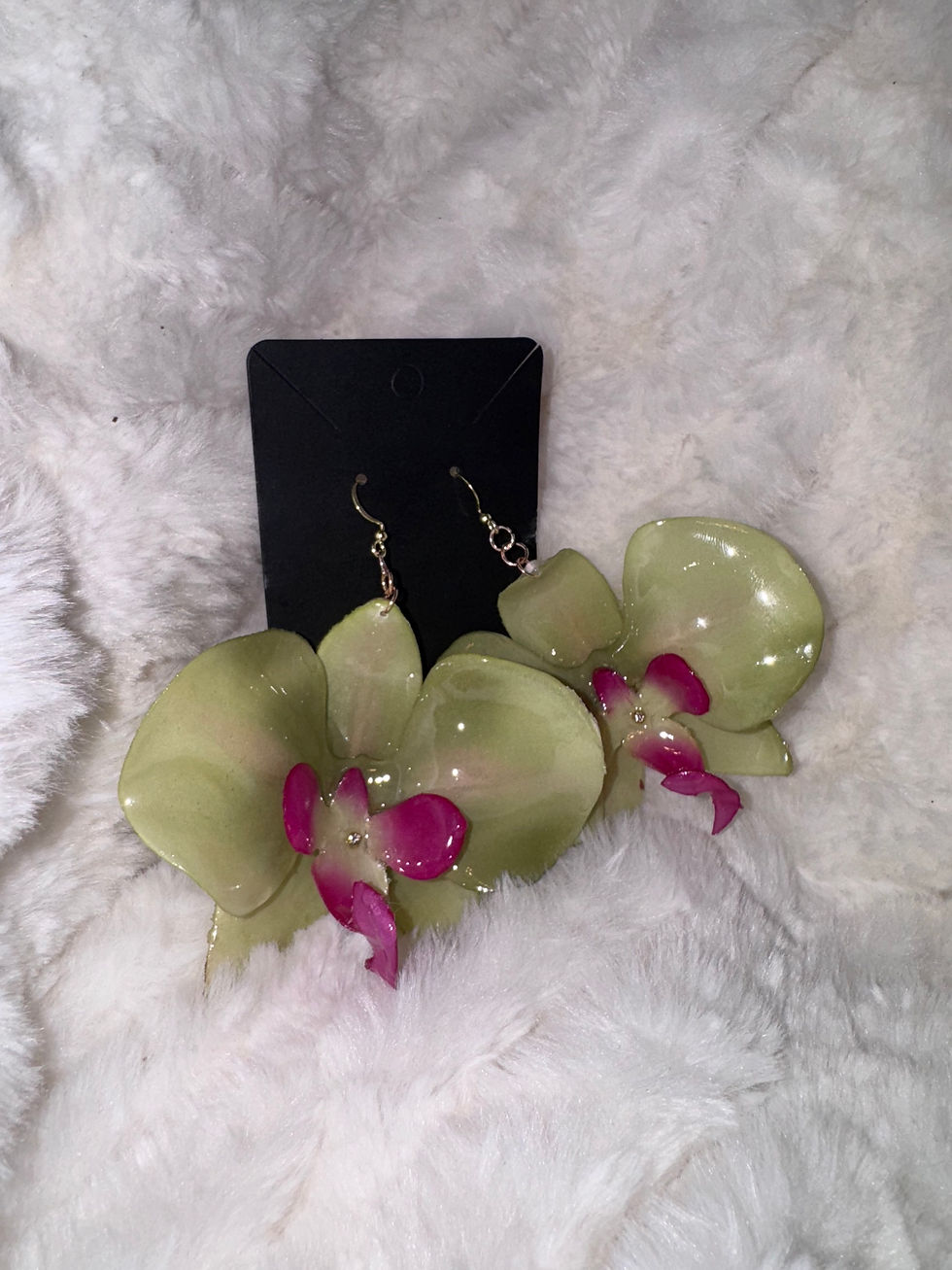 Thumbnail: Green Orchid Dangling Earrings