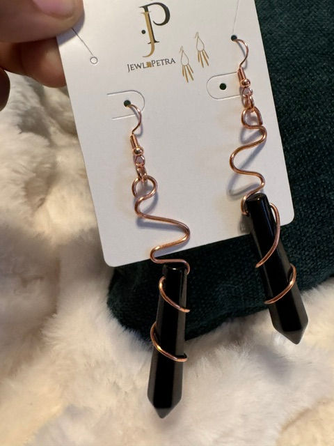 Thumbnail: Obsidian Tower Dangling Earrings