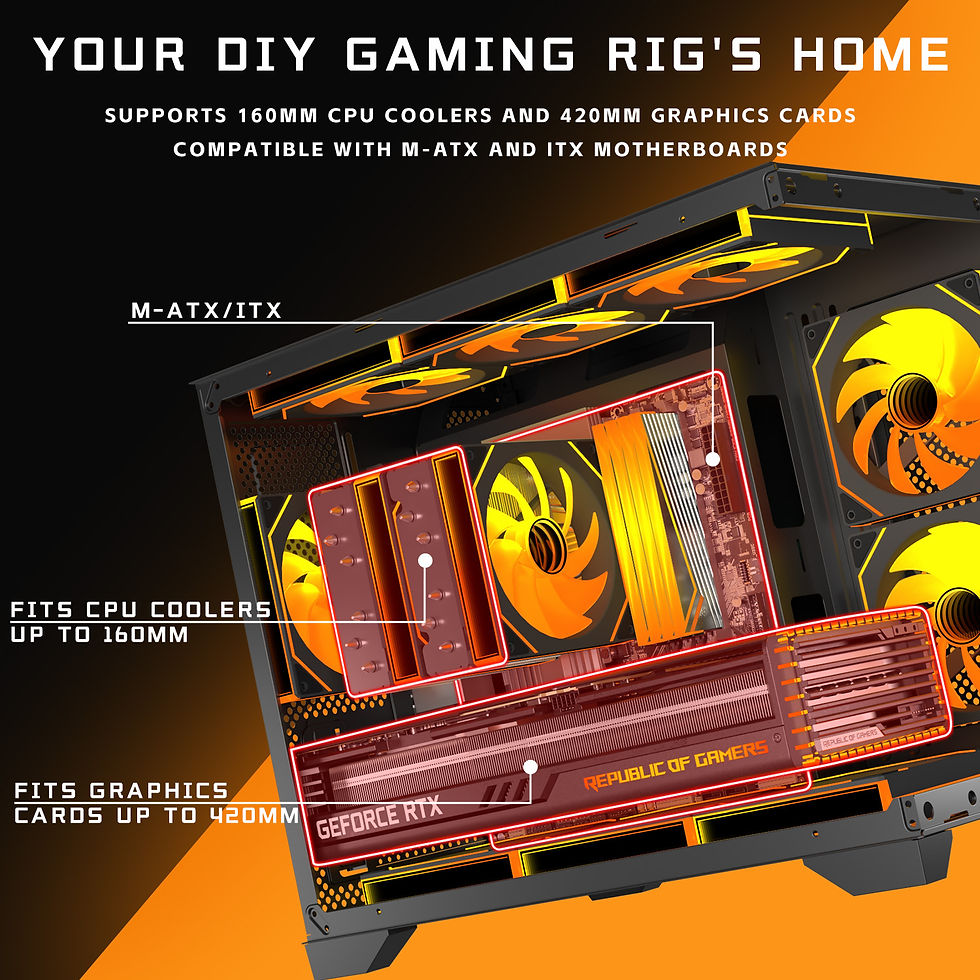 Thumbnail: Micro-ATX Gaming PC Case with 270° View Tempered Glass, Pre-Installed 3 PWM ARG