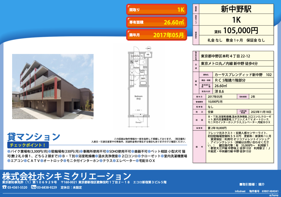 カーサスプレンディット新中野の図面