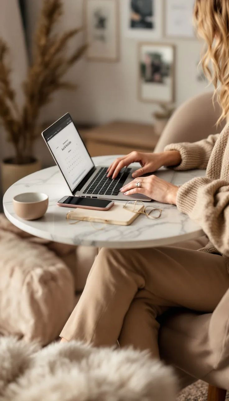 Aesthetic Beige Girl Doing Work.jpg