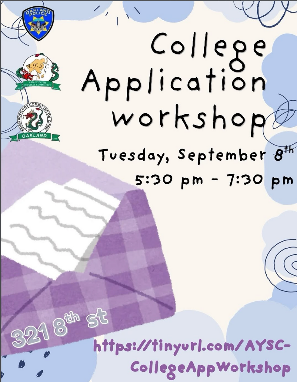 Right after General Meeting come join us for our College Application Workshop!  College Applications are right around the corner,  let us sharpen your college application.  