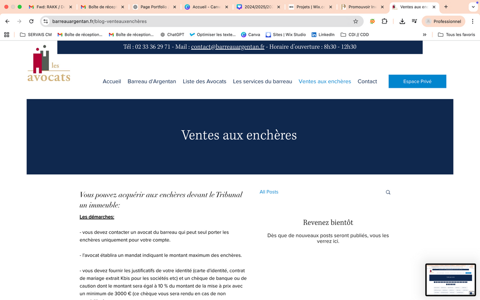 Refonte du site du Barreau d’Argentan réalisée par Servais CM