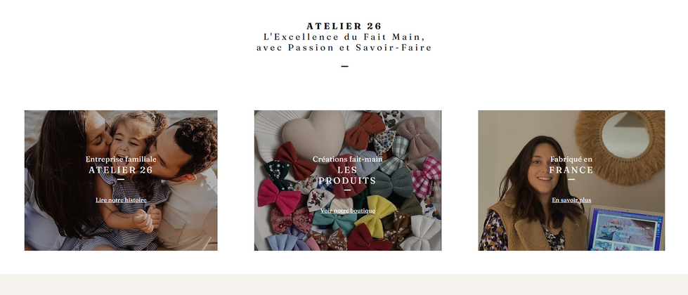 Boutique en ligne Atelier 26 créée sur Wix par Servais CM