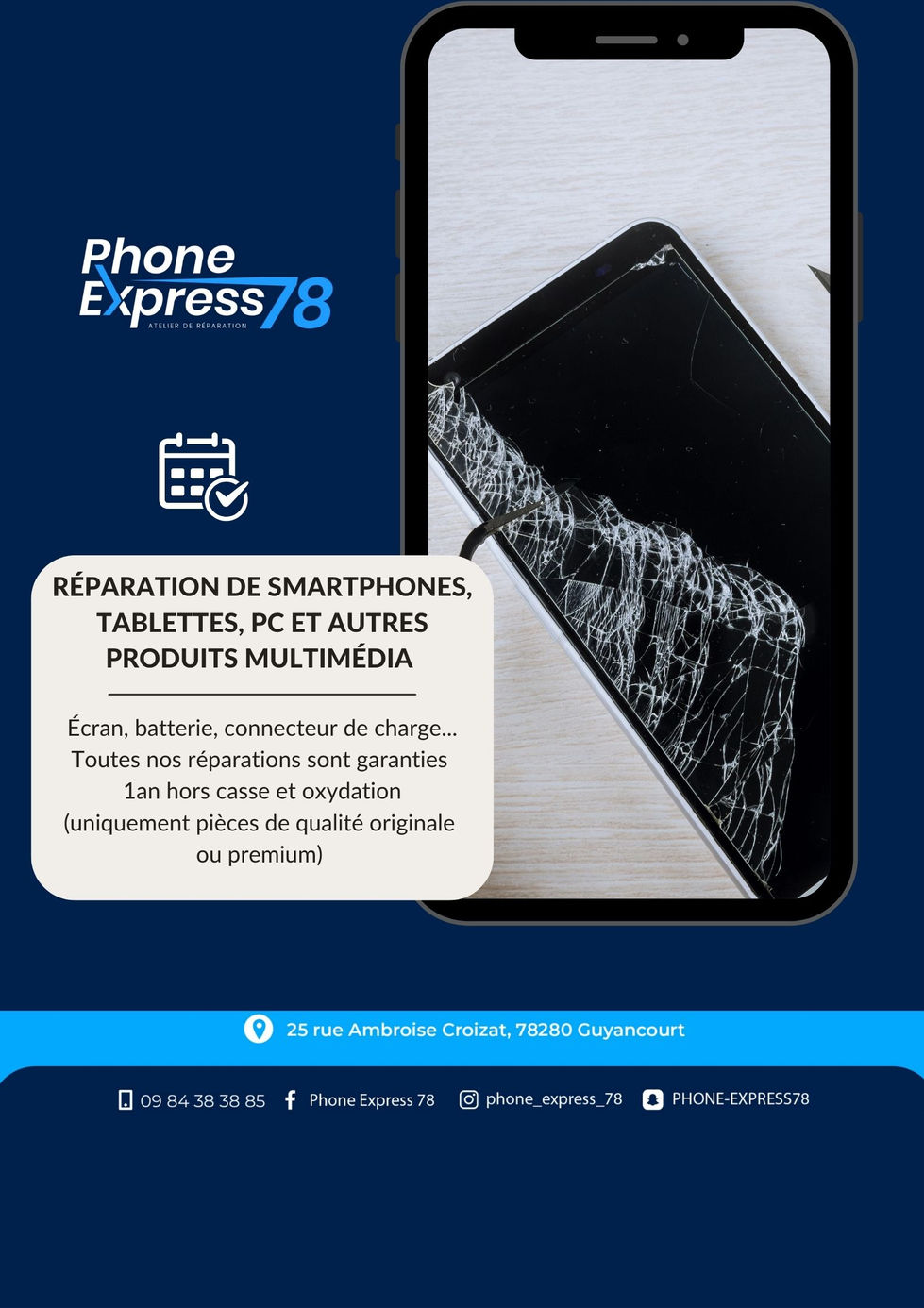 Community management pour Phone Express – posts et stories réseaux sociaux, création Servais CM