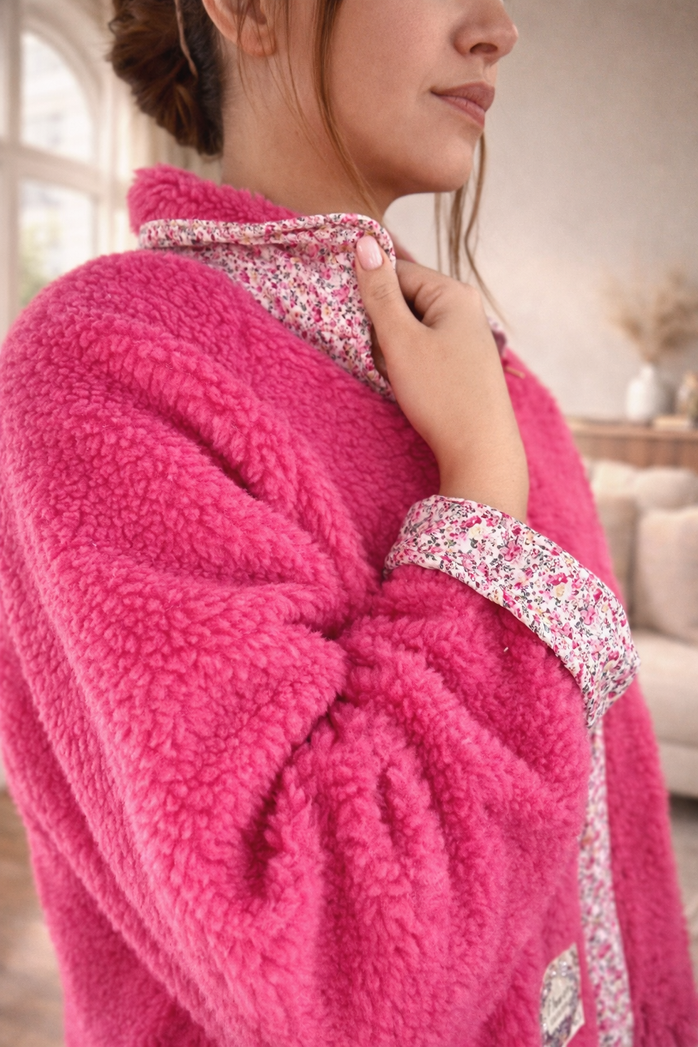 L'armoire de Loli - Veste moumoute Liberty - Rose