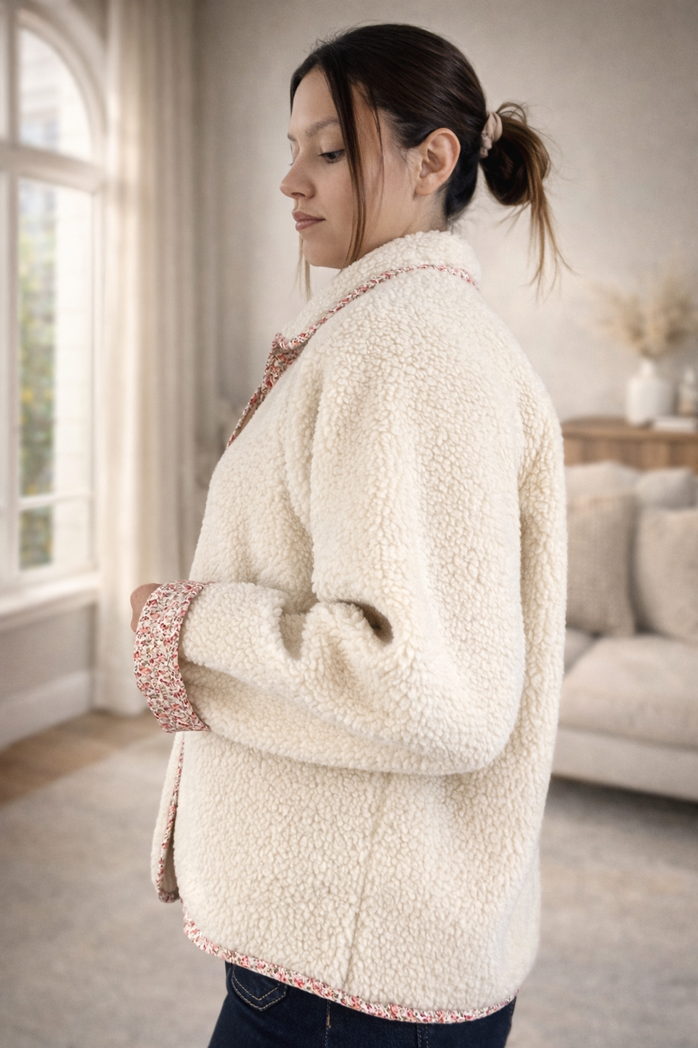 L'armoire de Loli - Veste moumoute Liberty - Beige