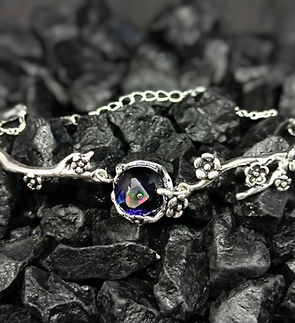 bracelet fleur de sakura cerisier japonais incrustée d'opale bracelet en argent 925 (4)-mi