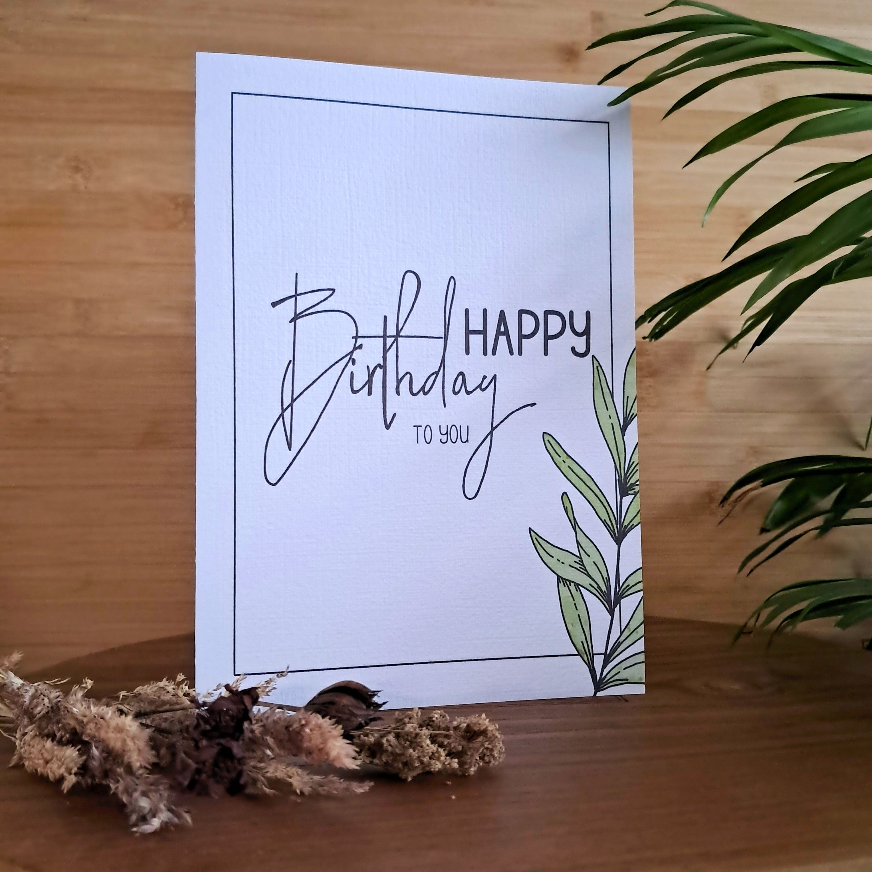 Leaf Framed A5 Birthday Card