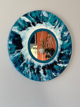 intuitive emotion mirror with turquoise ocean look created by flow with jo art in lumby bc