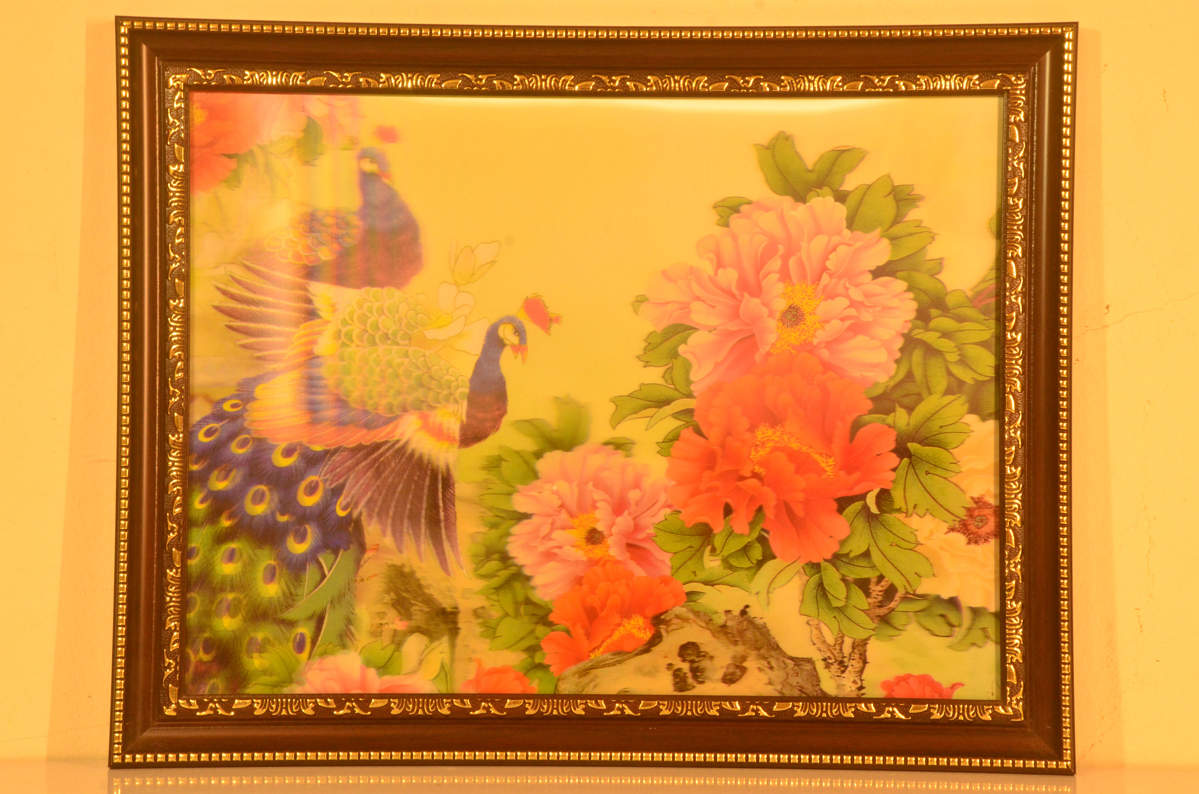 ภาพ 5 มิติ นกยูงและดอกโบตั๋น