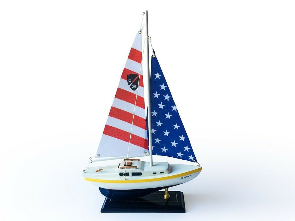 Thumbnail: Columbia Wooden Nautical Sail Boat Model 16"