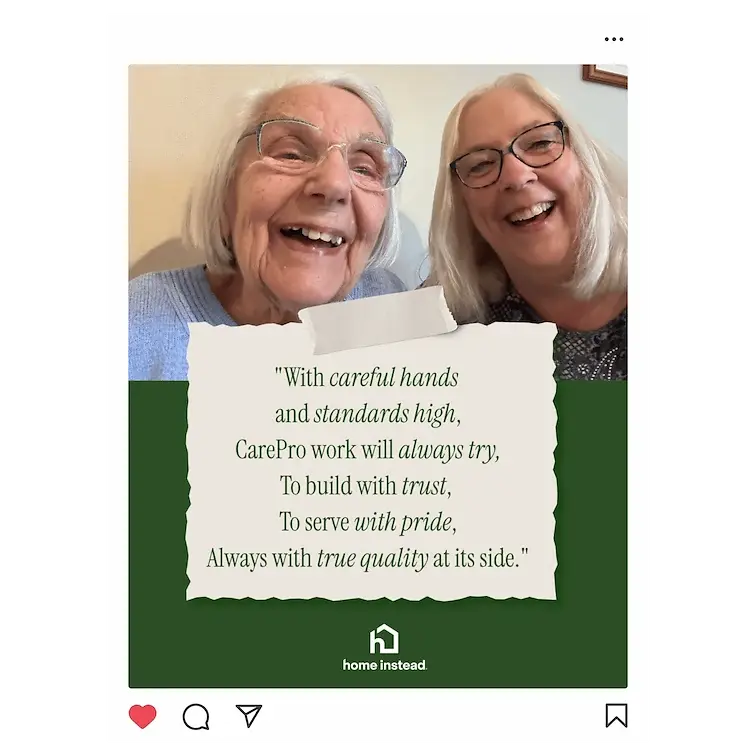 Social media post for a care provider