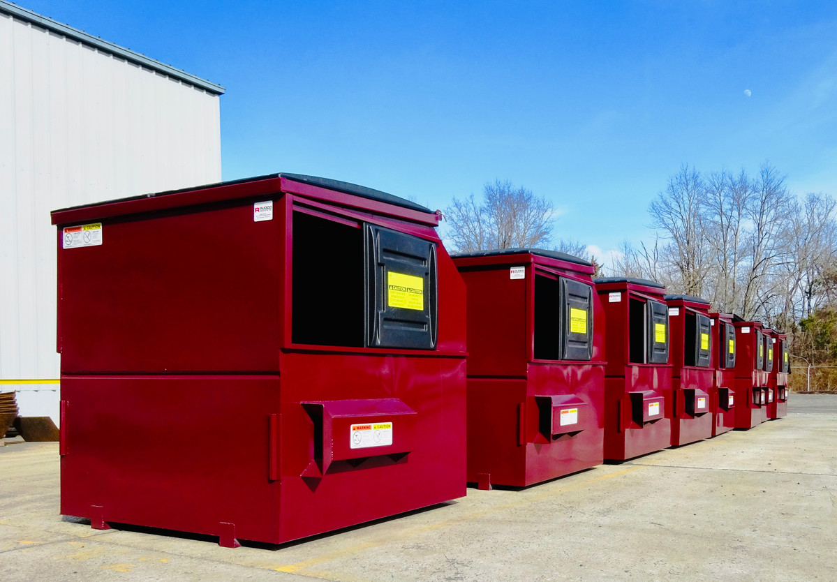 Burgundy 8-yard front-load container