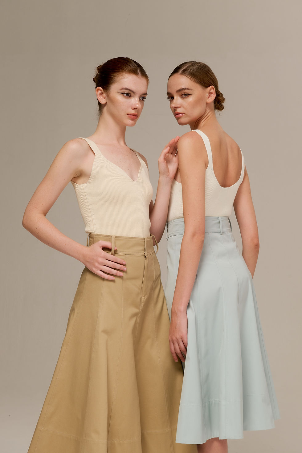 Thumbnail: Paneled Midi Skirt (Blue)