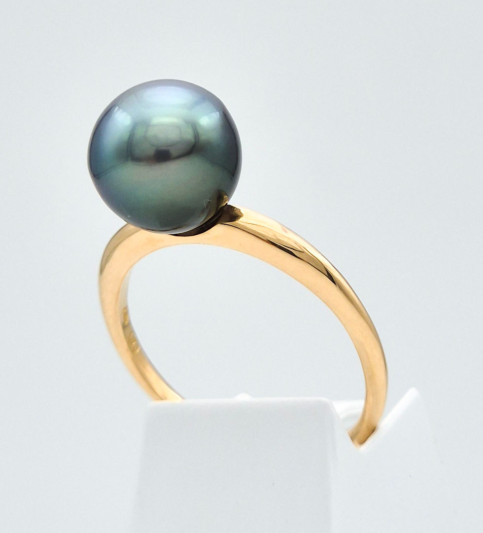 Miniature : Bague Or Jaune 18 Carats & Perle de Tahiti - Bleue Verte vue sur le bas droit