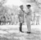 Huron Brant receiving his Military Medal in Italy. Photo: Library and Archives Canada PA-130065