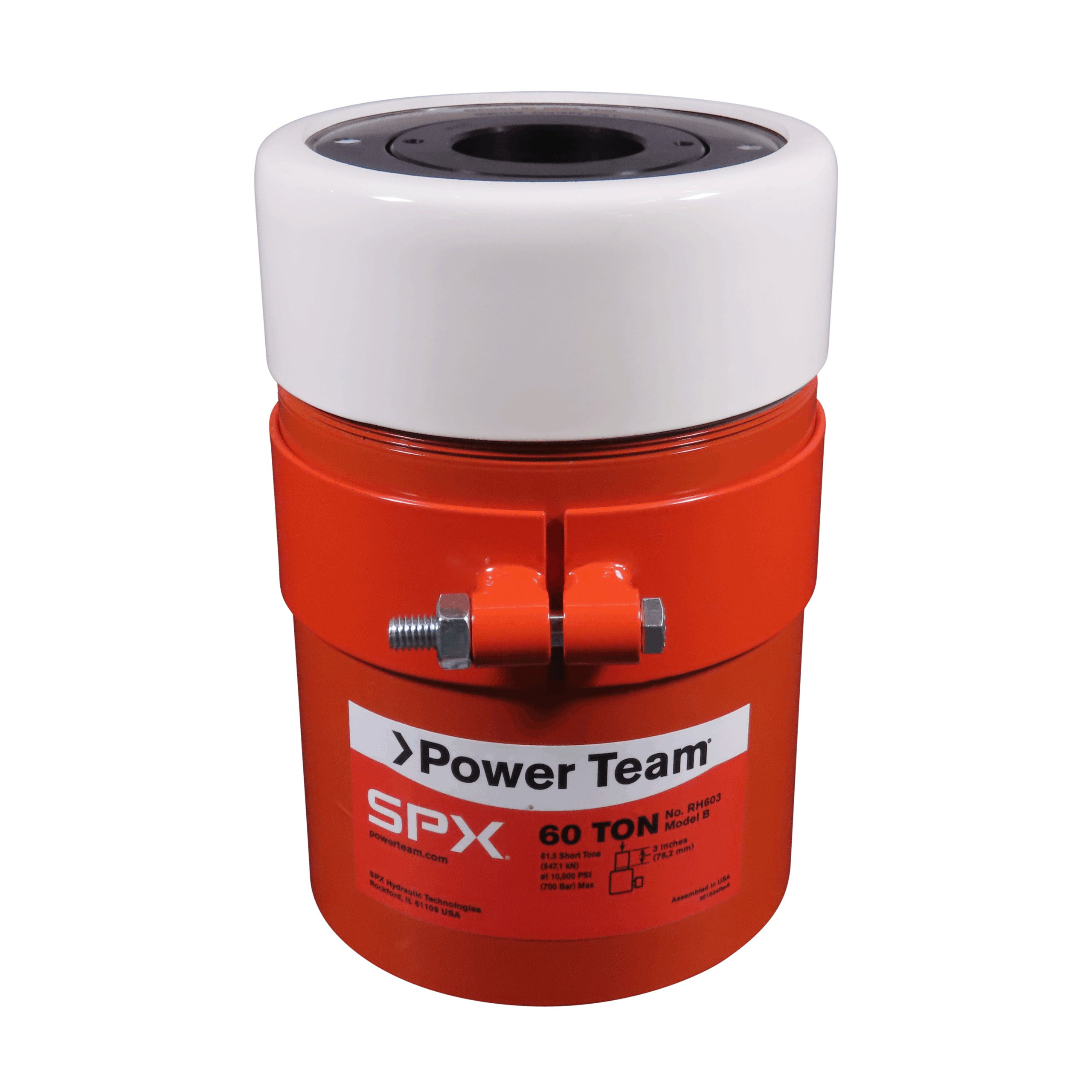 POWER TEAM RH3010 CYLINDER HOLLOW 30 TON D/A 10-1/8" STROKE 1.31" HOLE