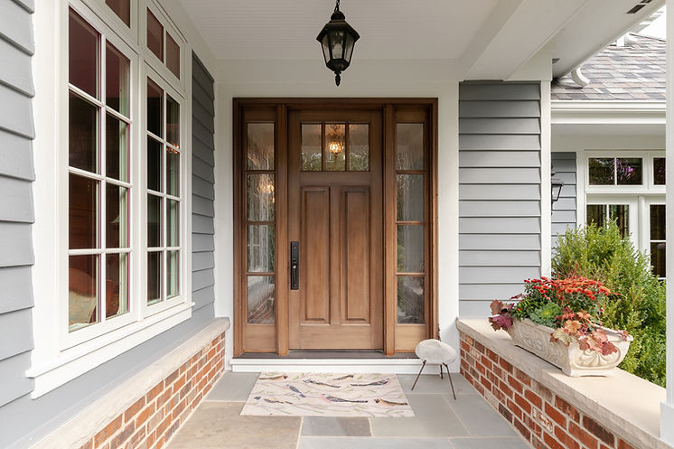 front door and covered porch