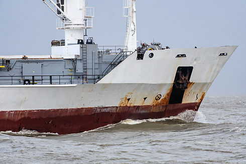 bow of a refrigerated cargo vessel