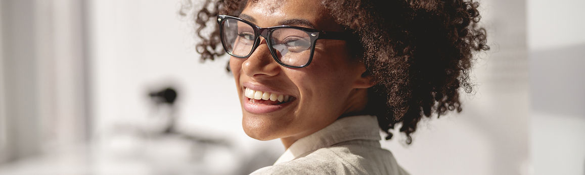 Young black woman in eyeglasses