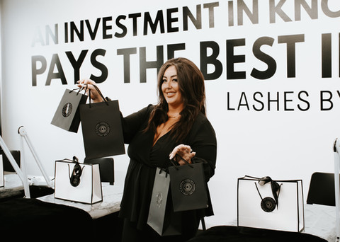 Kaitlin showcasing her products