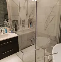 White marble floor bathroom