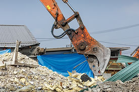 Orange hydraulic excavator