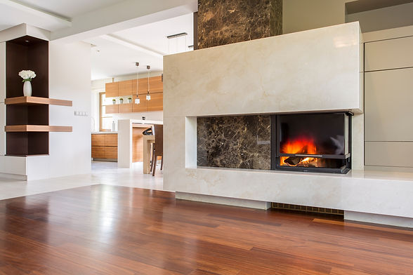Warmth and luxury of an elegant fireplace