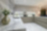 closeup to white modern marble kitchen furniture in studio space