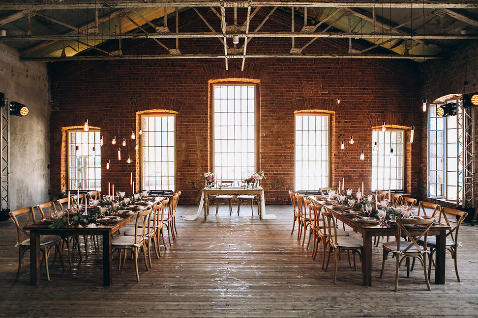 Rustic banquet hall setup