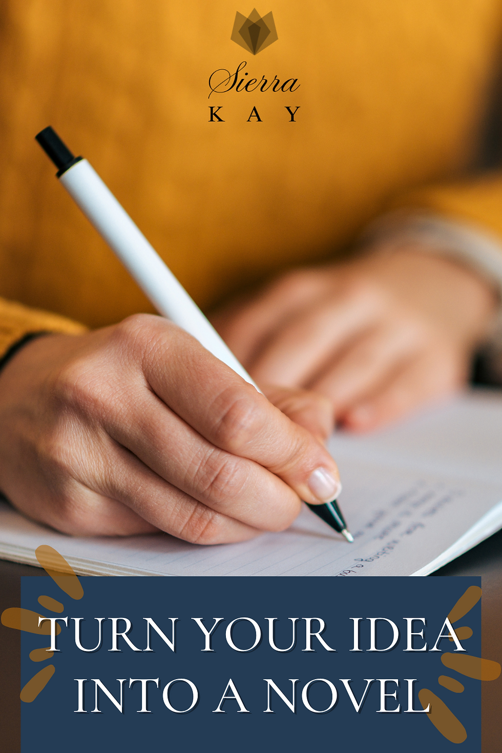 A woman writing in a notebook.