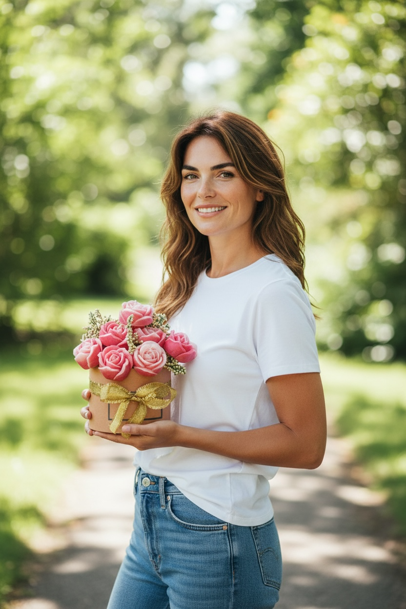 Luxury Rose Candle Flower Bouquet women