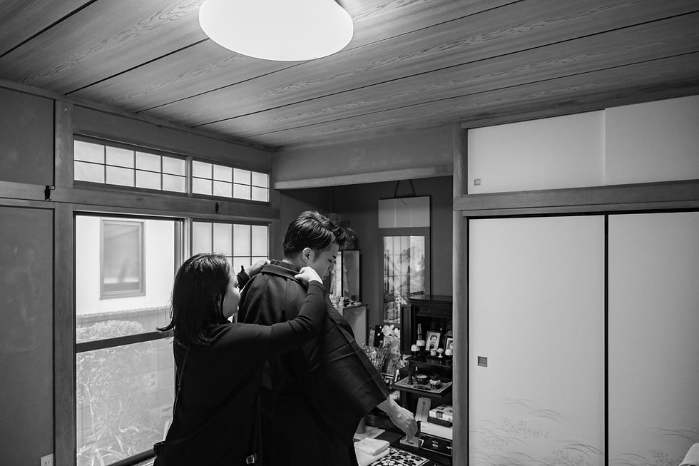 お宮参りの出張撮影 ご自宅での準備中の様子