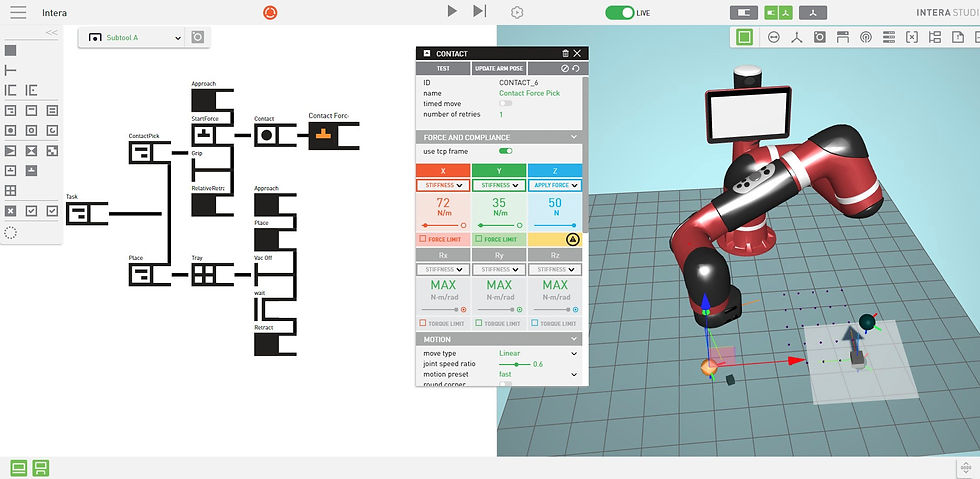 Screenshot of the robot-training software, Intera 5.