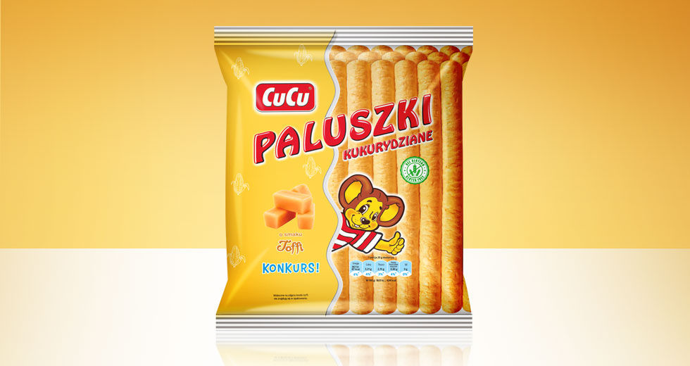 Paluszki kukurydziane o smaku toffi 100g