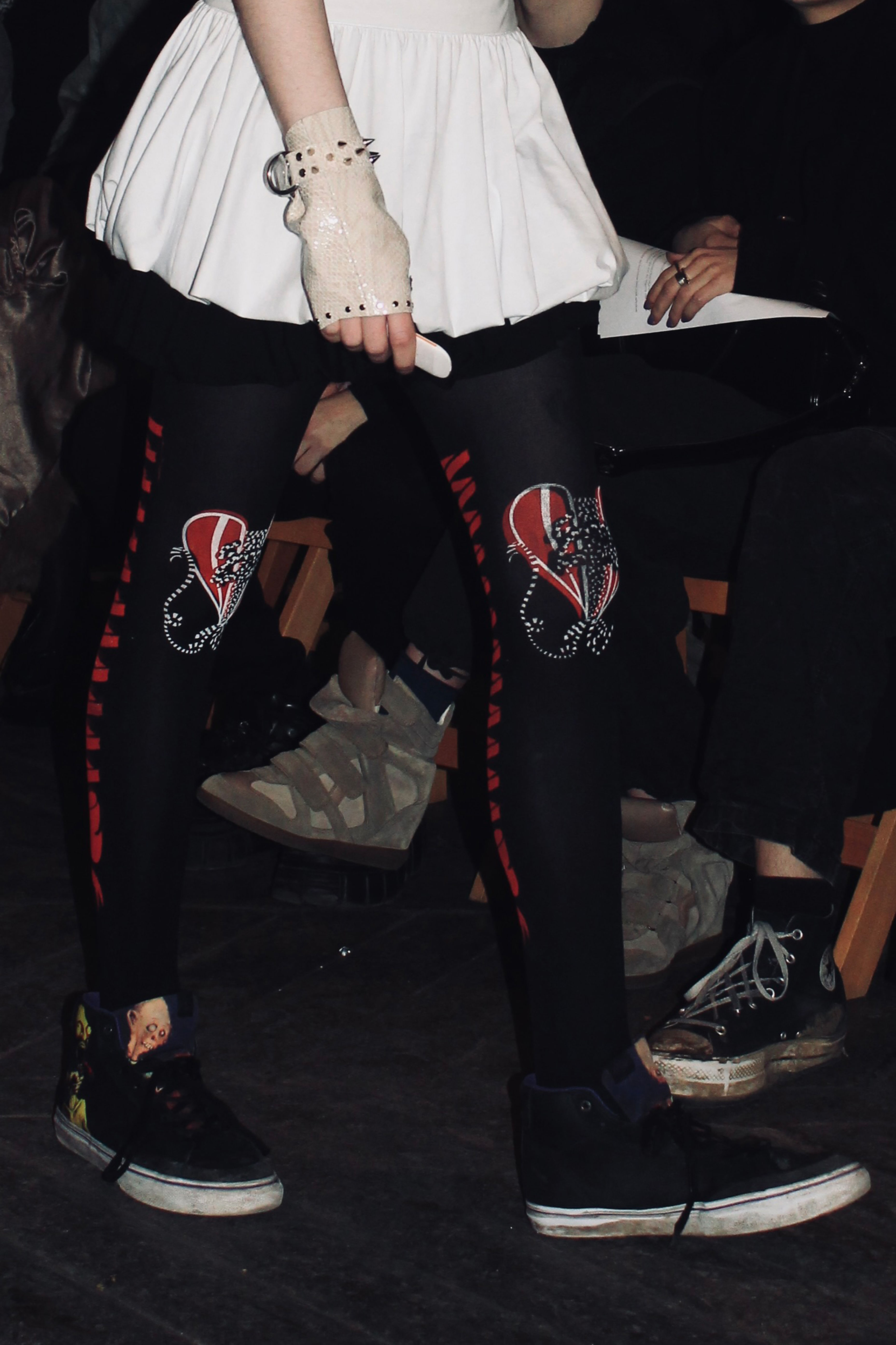 Black+Red Screen Printed Tights