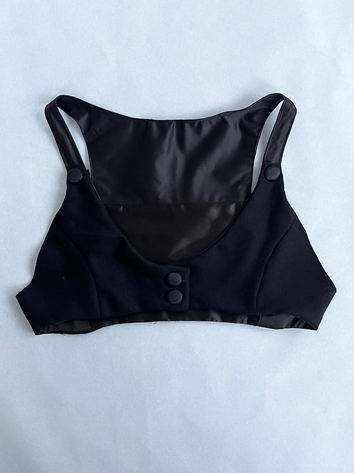 Black Wool Micro Waistcoat