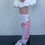 Thumbnail: White+Pink Thigh-high Screen Printed Socks