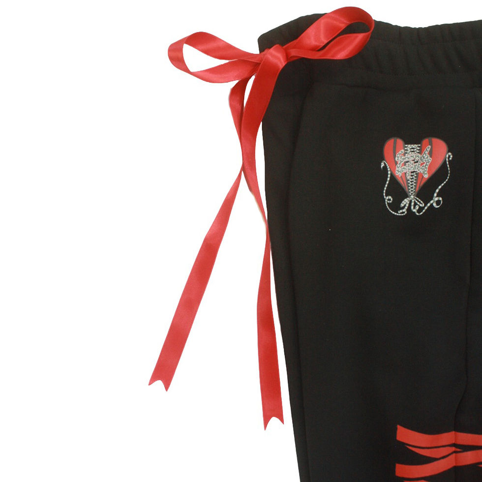 Thumbnail: Bow Sides Flared Sweatpants Black + Red