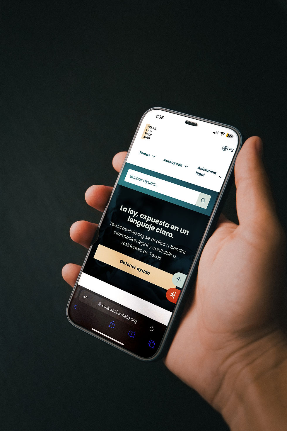 TexasLawHelp.org in Spanish on mobile device
