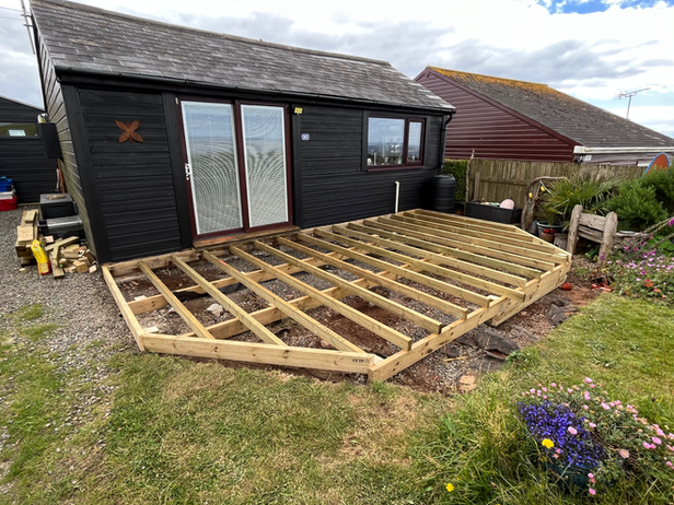 Decking frame construction outside home