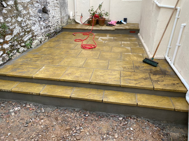 Newly paved patio and steps