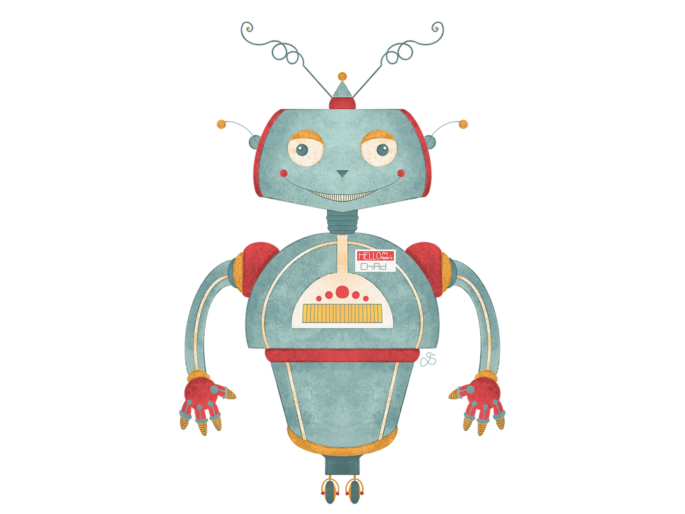 Illustrated Chad the robot portrait