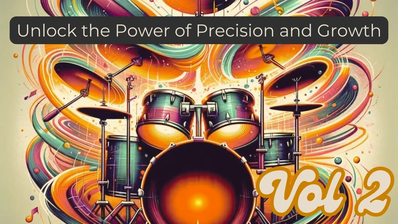 a poster of a drum set with the words " the power of precision and vc "