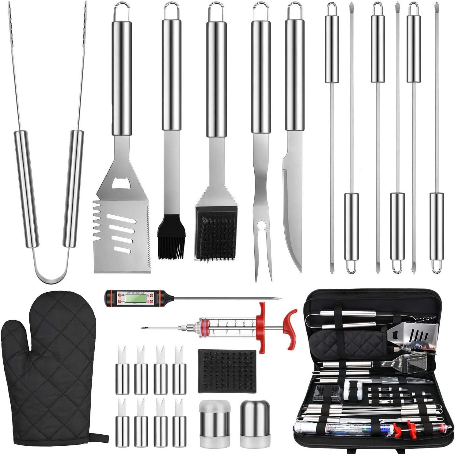 Kit de Parrilla BBQ de 27 Piezas en Acero Inoxidable: Accesorios Completos para