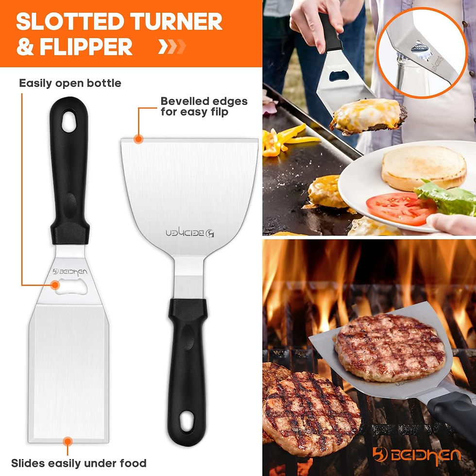 Miniatura: Kit 34 herramientas parrilla acero: Blackstone, Camp Chef, espátula, bolsa.