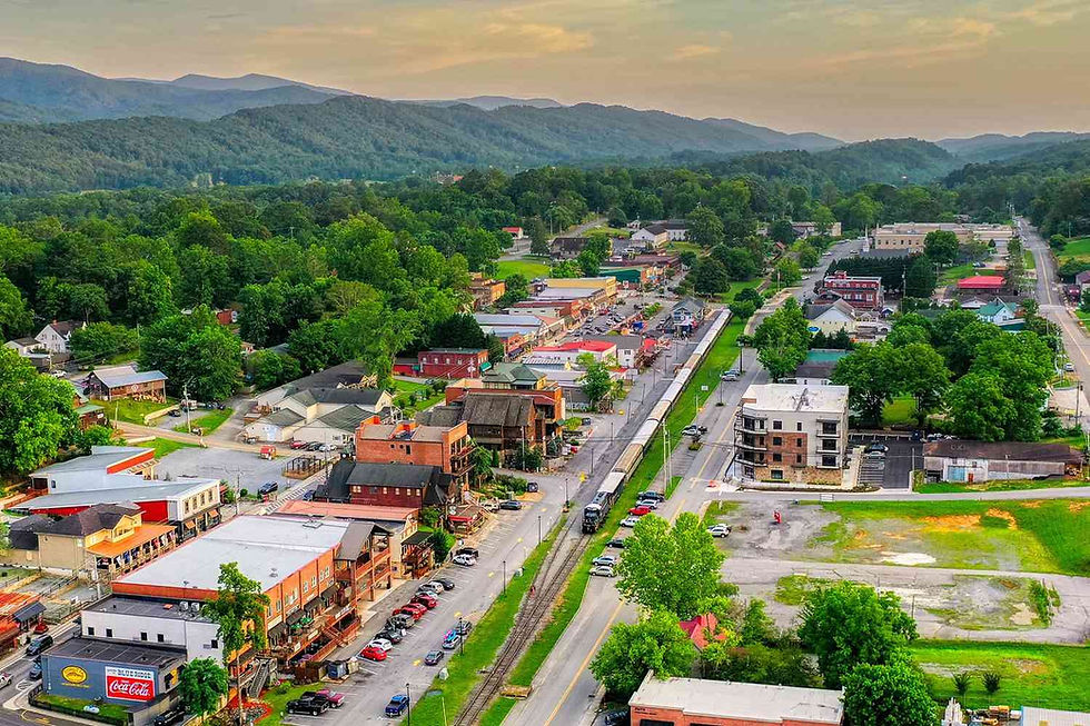 Aerial shot Downtown Blue Ridge GA