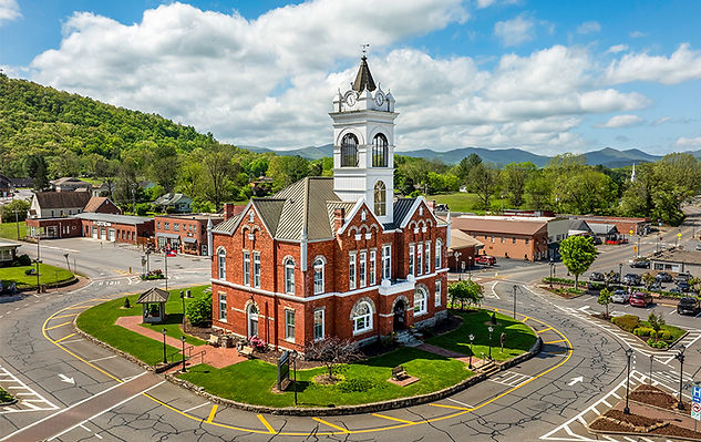 Aerial shot of downtown Blairsville GA