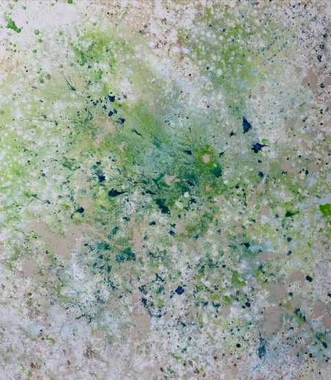 Title: "Reassembling the Green Soul"
Medium: Acrylic and Resin on canvas.
Size: 48"by 48" inches.
Description:
A reflection on returning to art through fragments of green, where the soul slowly gathers itself into wholeness again.